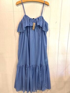 J. Crew NWT Retro Blue Sundress 100% Cotton